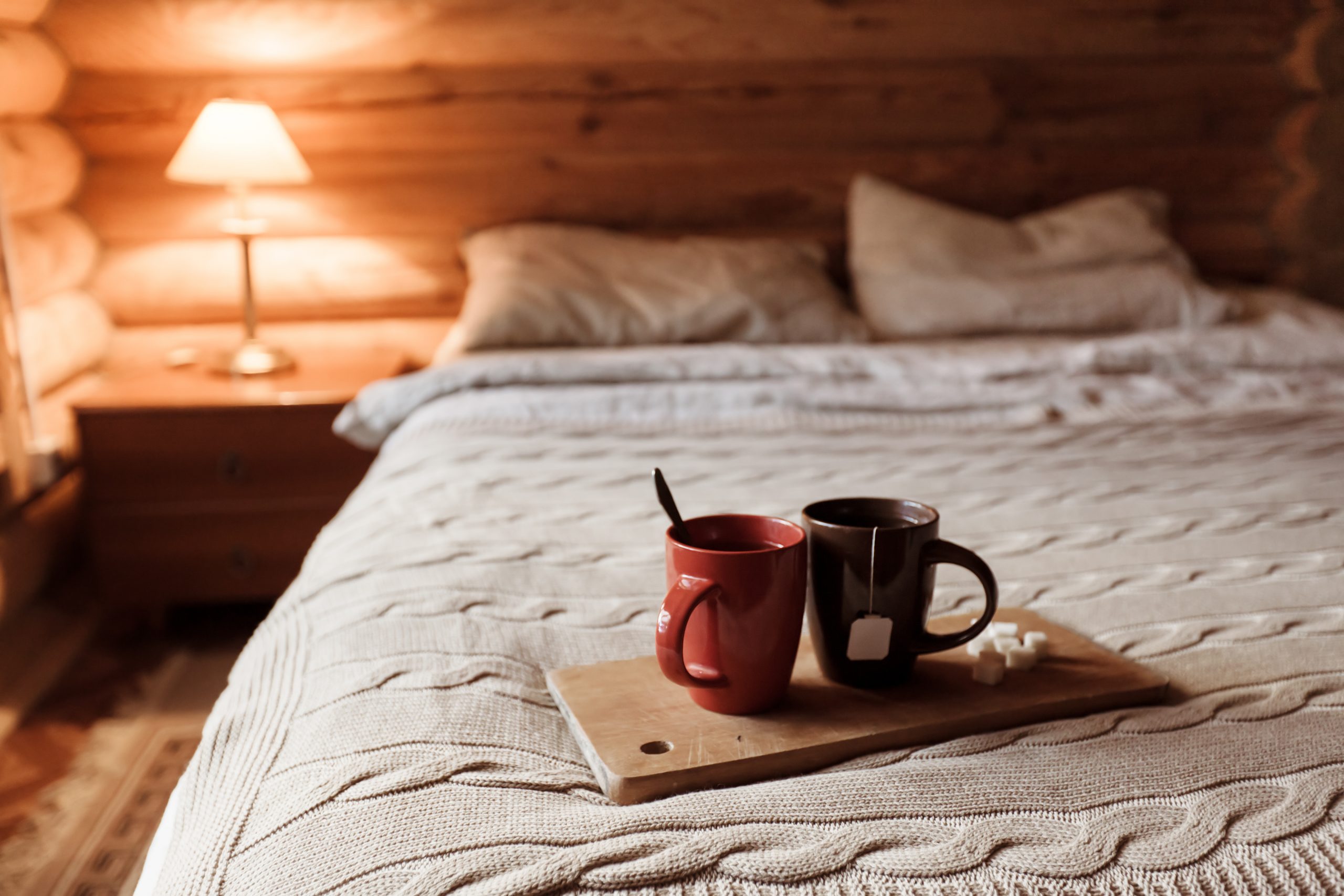 Cozy winter weekend in log cabin
